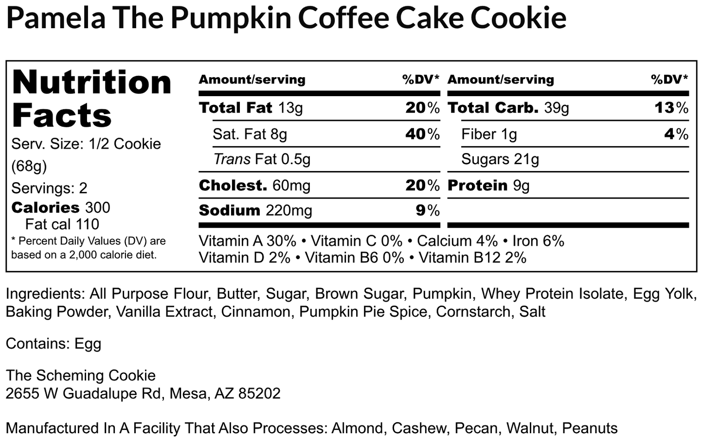 Pamela, The Pumpkin Coffee Cake Cookie